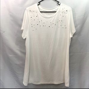 Ava & Viv Plus Size White Embellished Shirt 3x